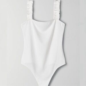 Sunday Best White Ribbed Tank Bodysuit